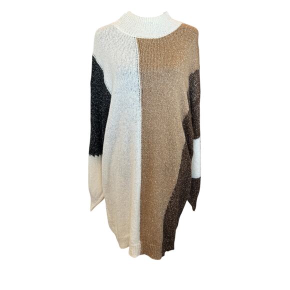 New ~ BLU PEPPER ~ Women's Multicolor Colorblock Sweater Dress Size Large - Picture 4 of 8